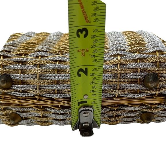 KORET Vintage 60’s Gold & Silver Woven Metal Handbag - Picture 10 of 12